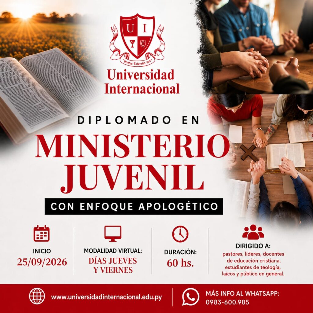 Flyer del Diplomado en Ministerio Juvenil con Enfoque Apologético: inicio 25/09/2026, modalidad virtual, 60 horas